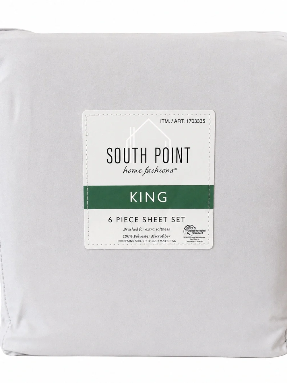 NEW South Point Home Fashions King 6 Piece Microfiber Sheet Set Gray